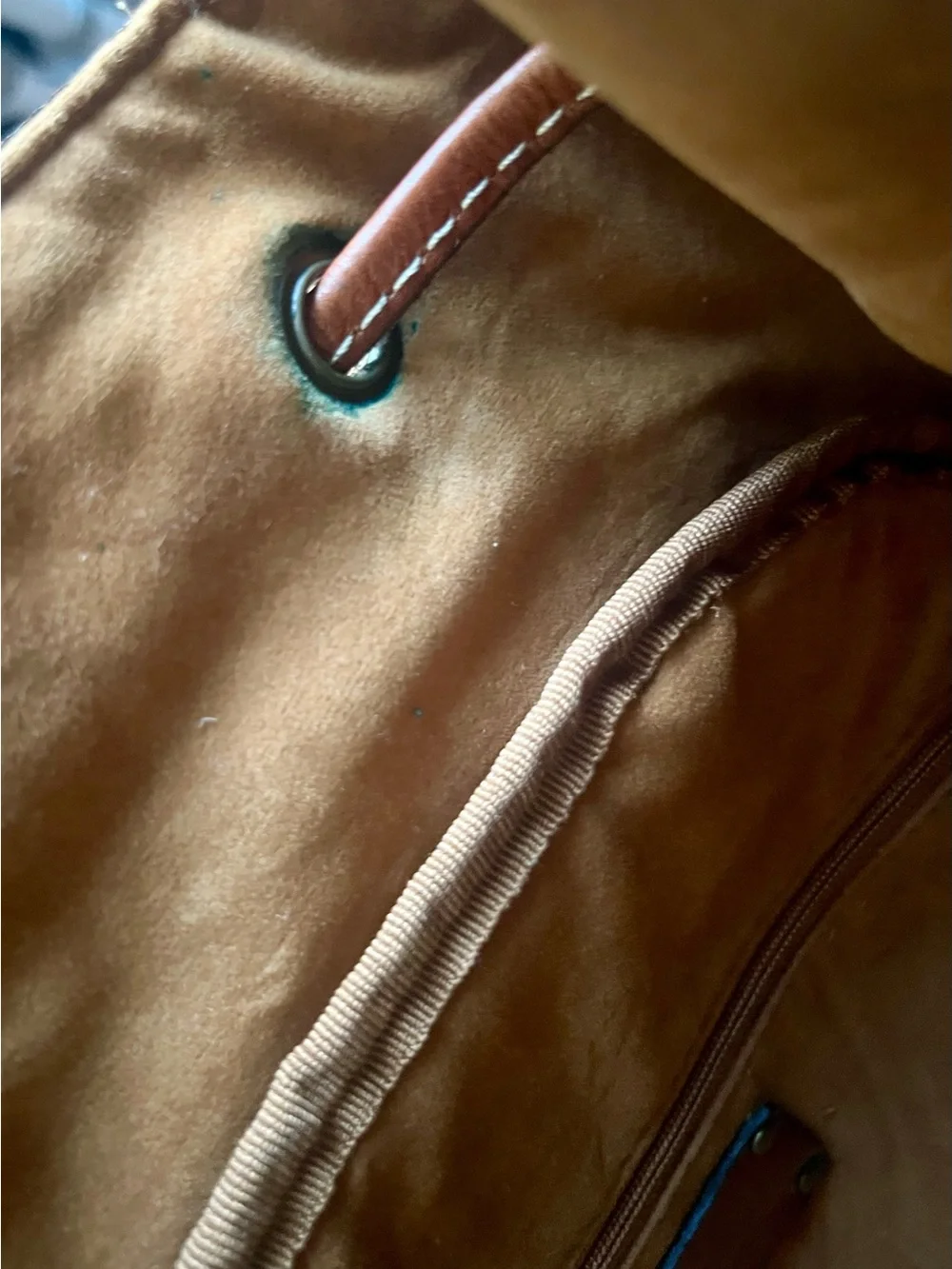 Patricia Nash Casape Cognac Brown Leather Drawstring Backpack